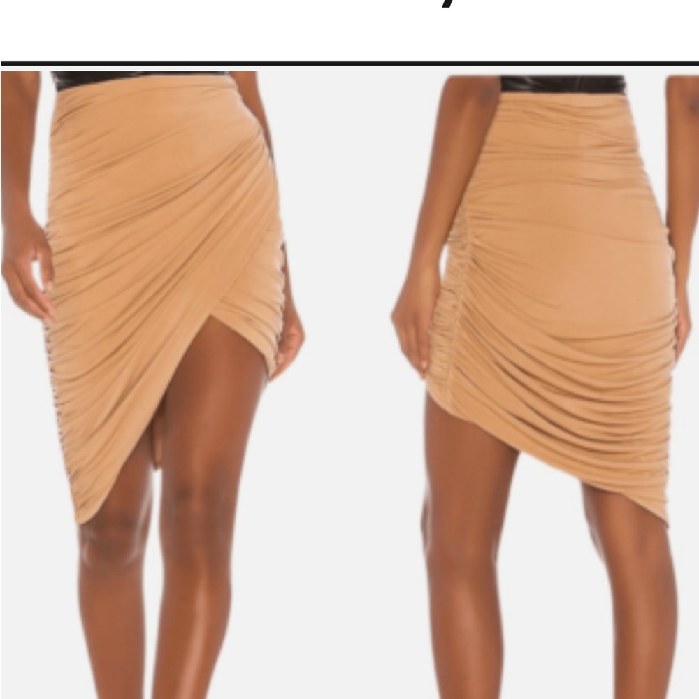h:ours Tan Draped Mini Skirt